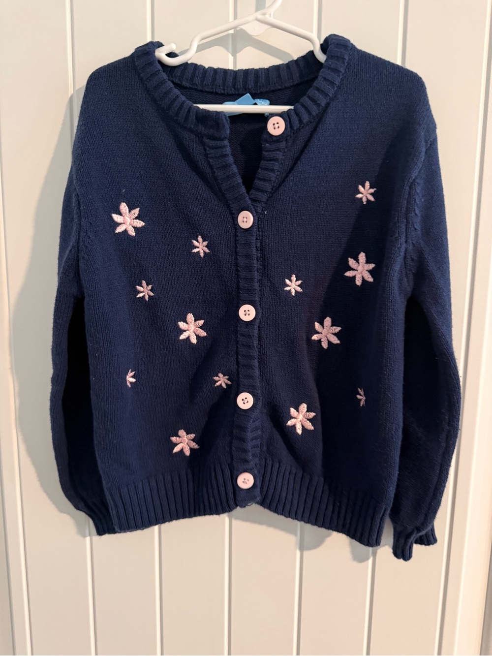 Draper James Girls Navy Cardigan with Pink Flowers – 6X